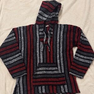 Striped Hooded Baja Unknown Size. See Pics. Unisex